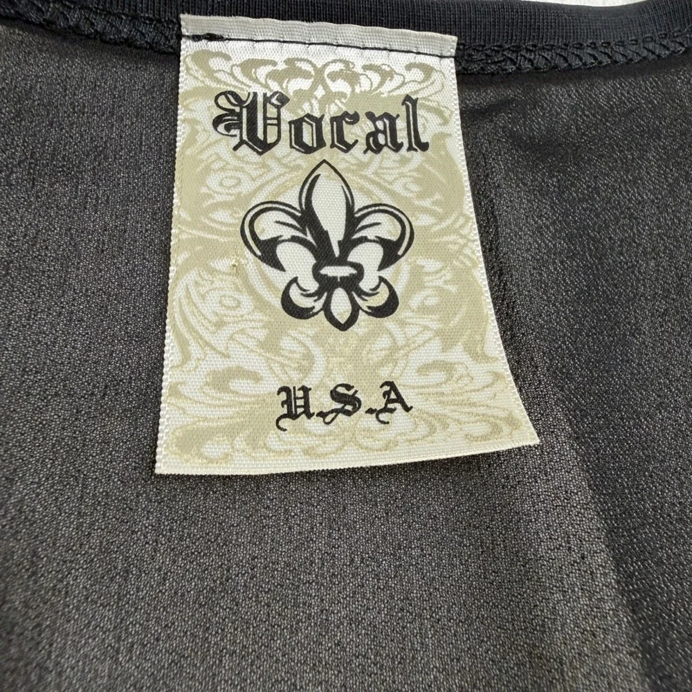 VOCAL USA Black Embellished Sleeveless Vest Rhinestone Sheer Back Medium - Picture 10 of 11